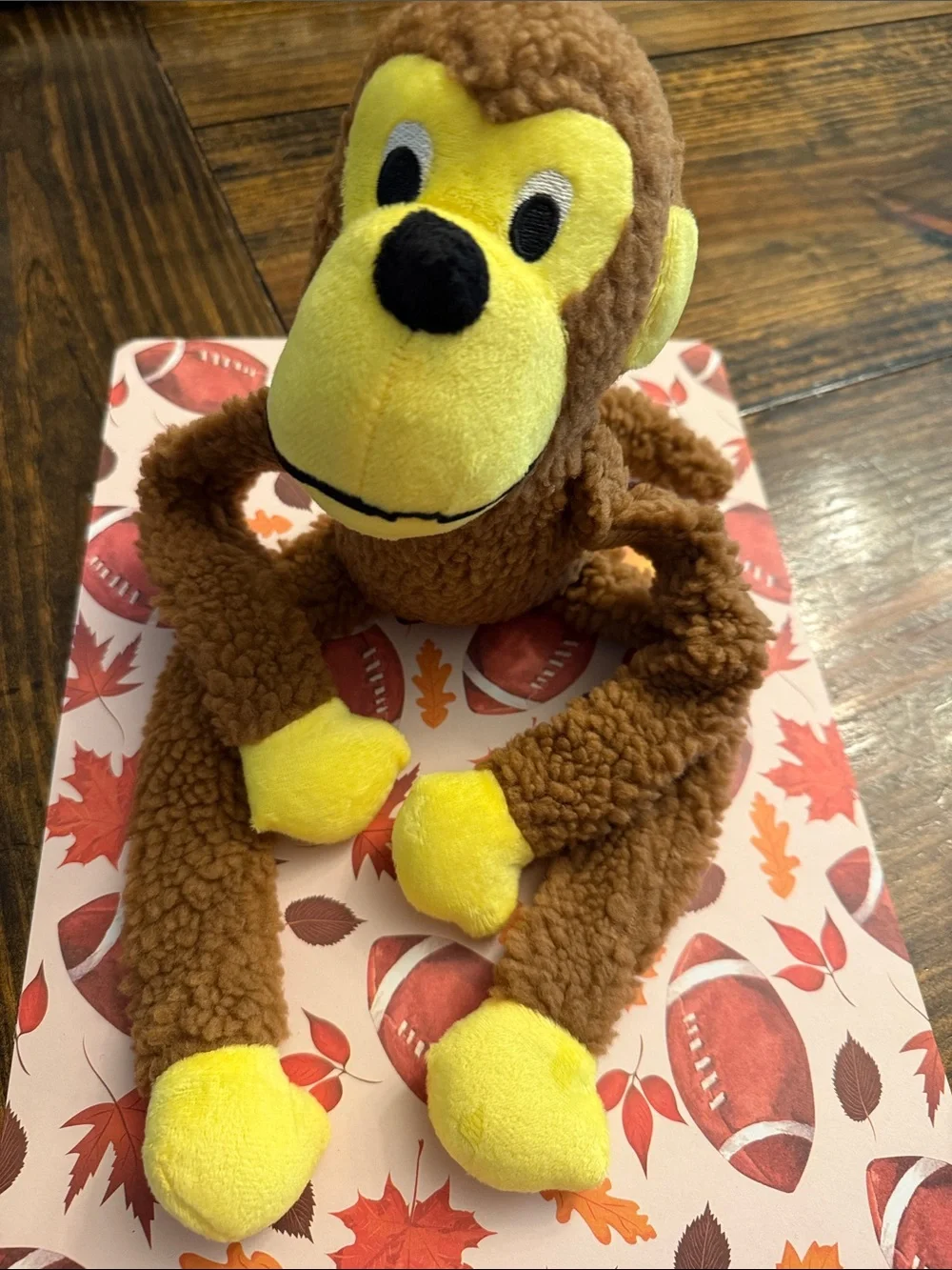 Plush Brown & Yellow Monkey Pet Toy - Soft & Cuddly
